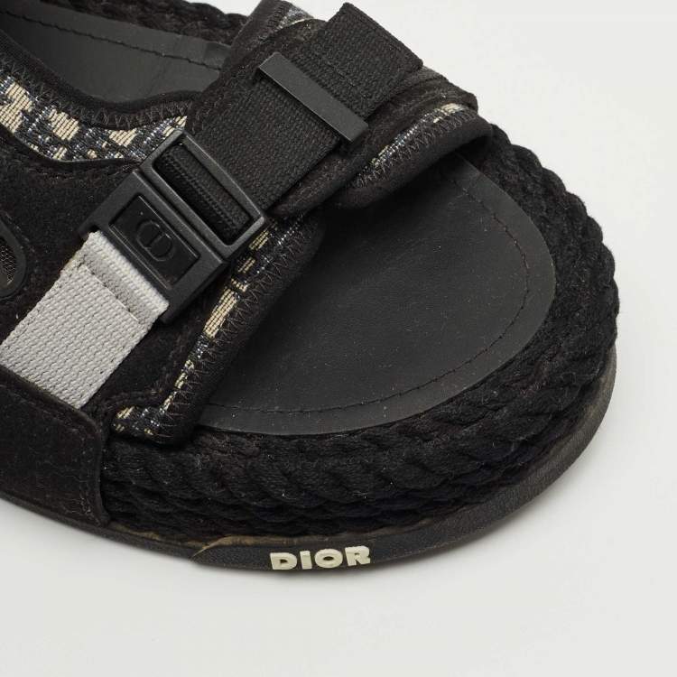 Pre Owned Dior Tricolor Jacquard Atlas  Slingback Sandals Size 41