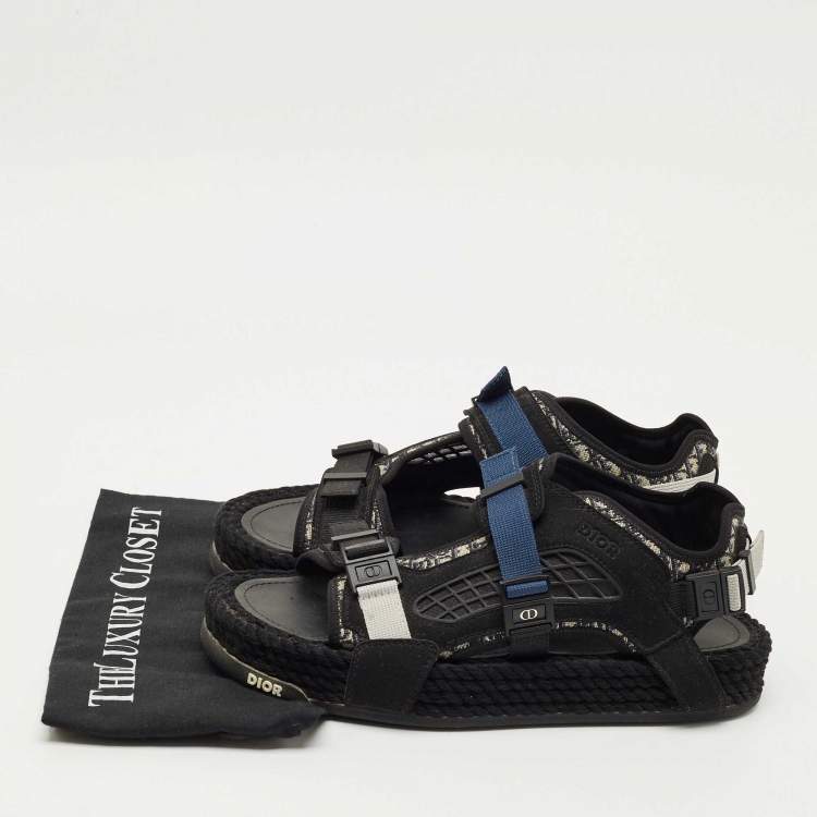 Pre Owned Dior Tricolor Jacquard Atlas  Slingback Sandals Size 41