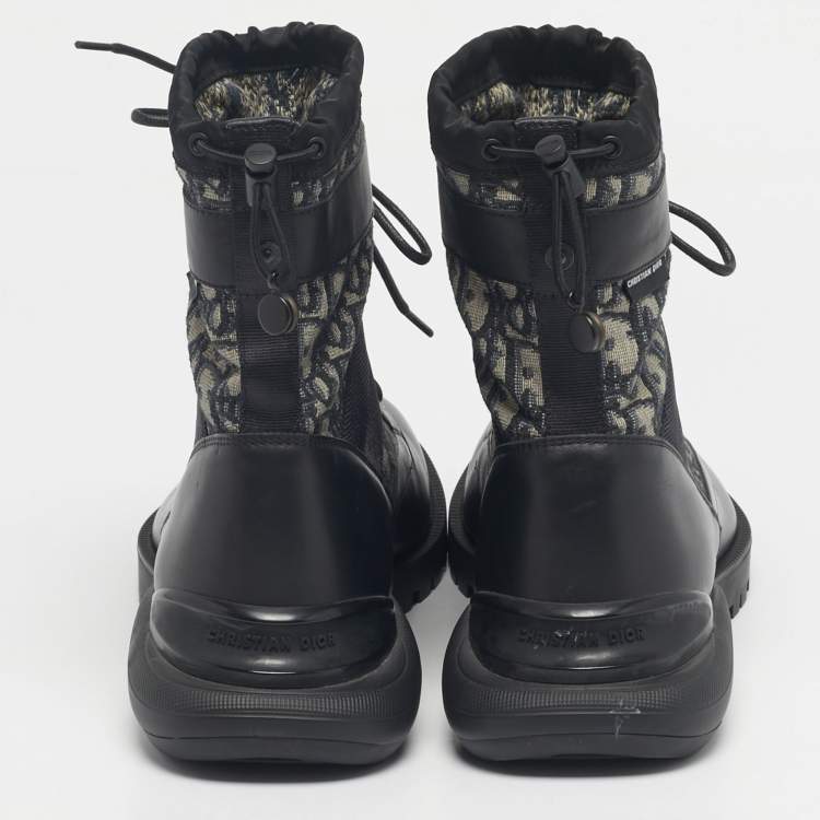 Pre Owned Dior Black Canvas and Leather Explorer Ankle Boots Size 43