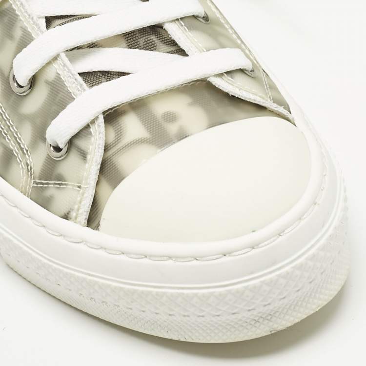 Pre Owned Dior White/Black Oblique Mesh and Rubber B23 Sneakers Size 41.5