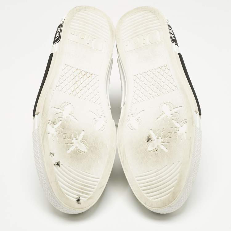 Pre Owned Dior White/Black Oblique Mesh and Rubber B23 Sneakers Size 41.5