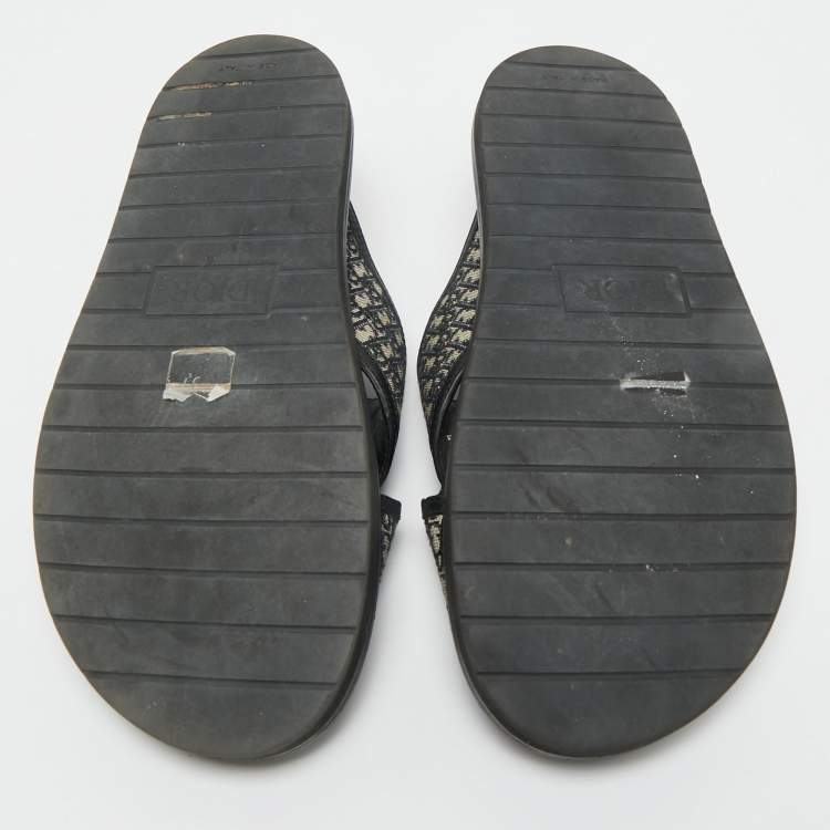 Pre Owned Dior Blue Canvas and Leather Alias Slide Sandals Size 42.5