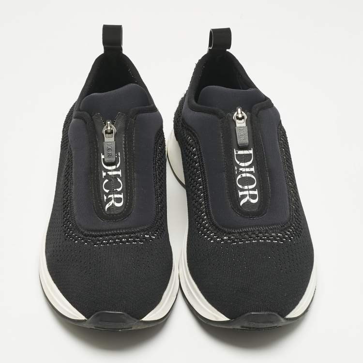 Pre Owned Dior Black Knit Fabric and Neoprene B25 Sneakers Size 40