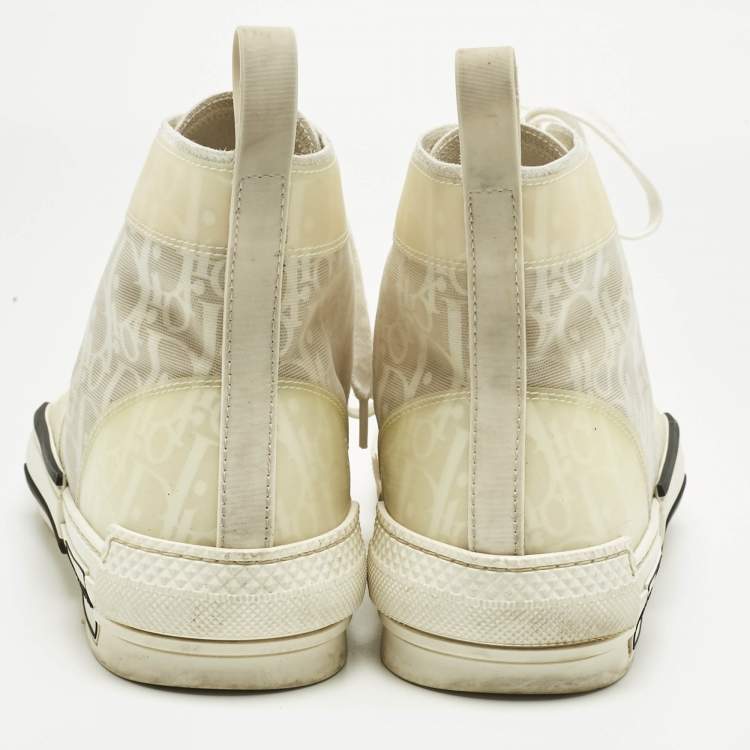 Pre Owned Dior White Oblique Mesh and Rubber B23 Sneakers Size 42