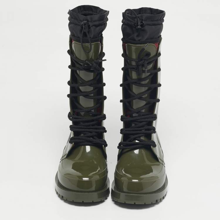 Pre Owned Dior Green Rubber Dior Camp  Rain Boots Size 39