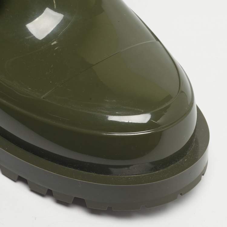 Pre Owned Dior Green Rubber Dior Camp  Rain Boots Size 39