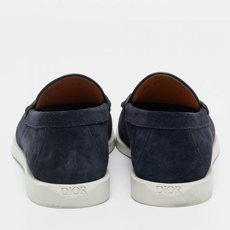 Pre Owned حذاء لوفرز ديور قماش أزرق داكن وجلد شامواه غرانفيل مقاس 42