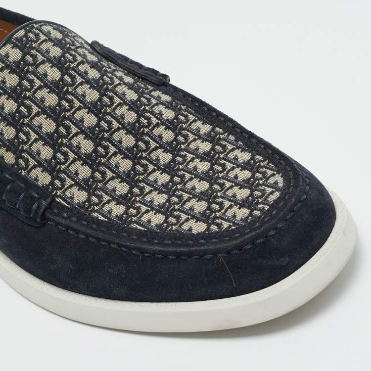 Pre Owned حذاء لوفرز ديور قماش أزرق داكن وجلد شامواه غرانفيل مقاس 42