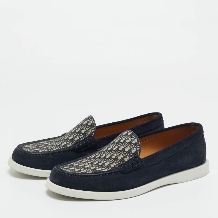 Pre Owned حذاء لوفرز ديور قماش أزرق داكن وجلد شامواه غرانفيل مقاس 42