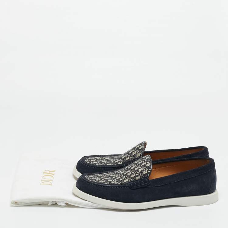 Pre Owned حذاء لوفرز ديور قماش أزرق داكن وجلد شامواه غرانفيل مقاس 42