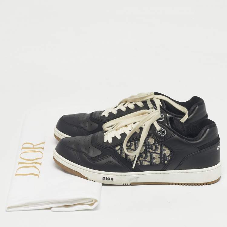 Pre Owned Dior Black Canvas and Leather b27 Lace Up Sneakers Size 42.5