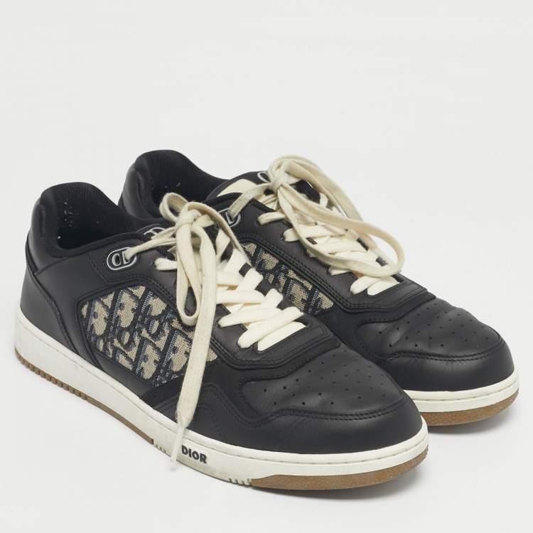 Pre Owned Dior Black Canvas and Leather b27 Lace Up Sneakers Size 42.5