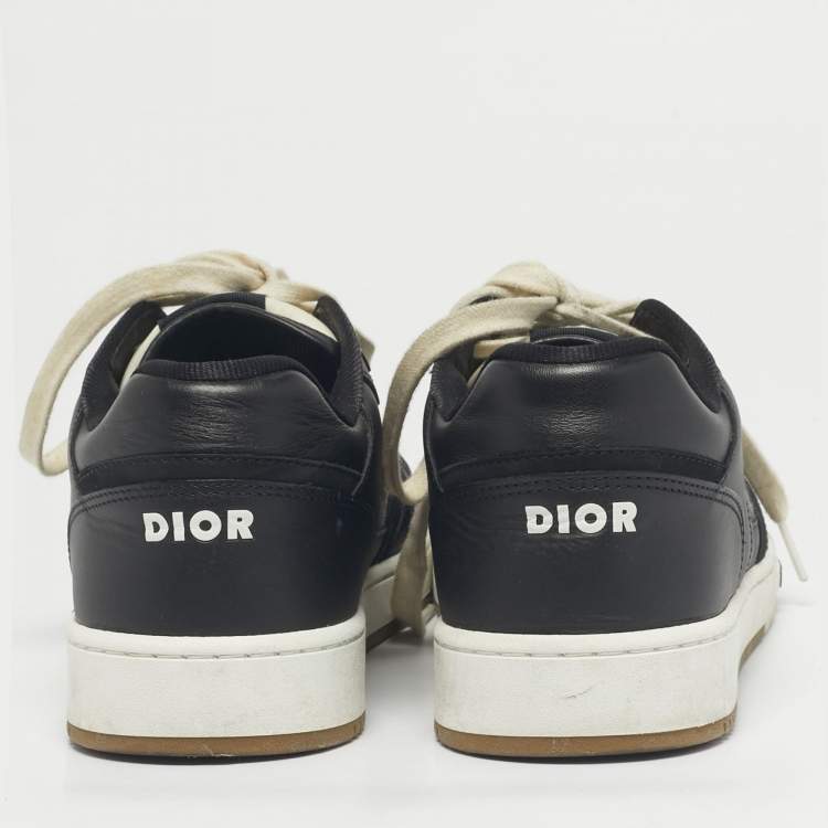 Pre Owned Dior Black Canvas and Leather b27 Lace Up Sneakers Size 42.5