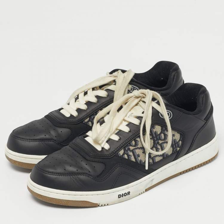 Pre Owned Dior Black Canvas and Leather b27 Lace Up Sneakers Size 42.5