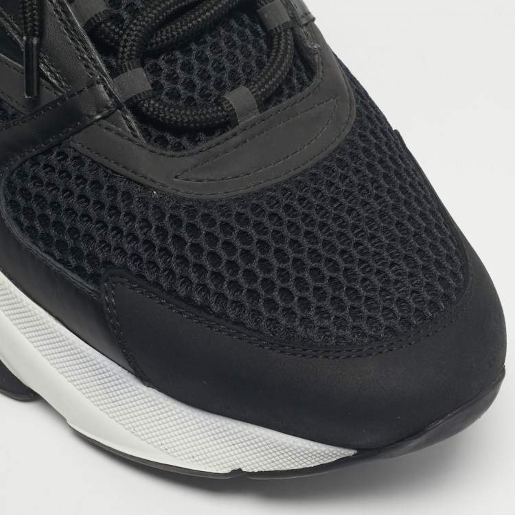 Pre Owned Dior Black Leather and Mesh B22 Lace Up Sneakers Size 44