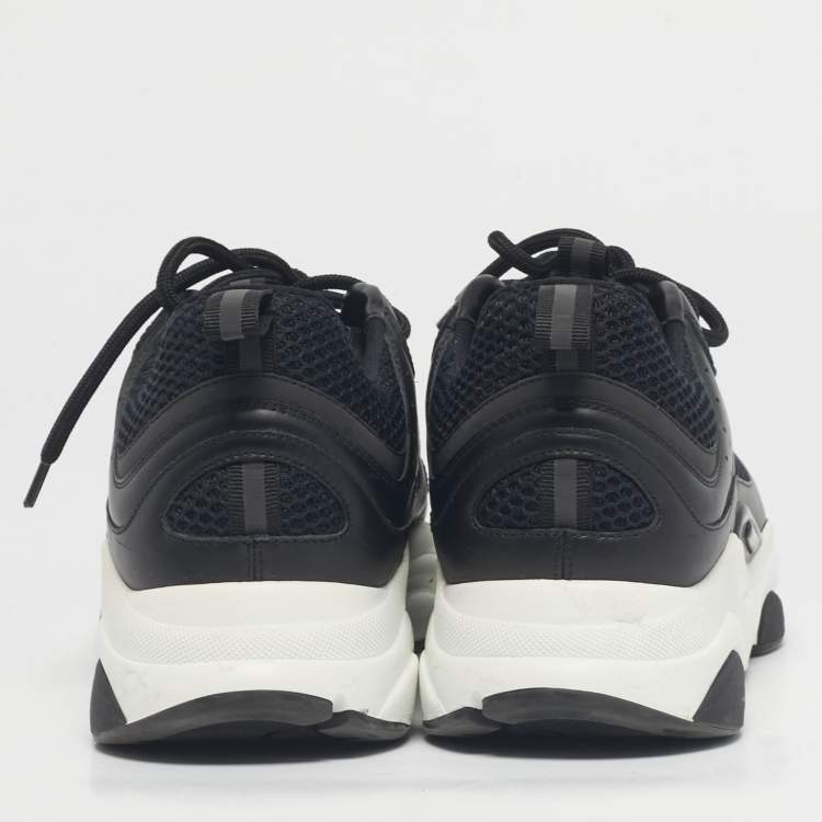Pre Owned Dior Black Leather and Mesh B22 Lace Up Sneakers Size 44