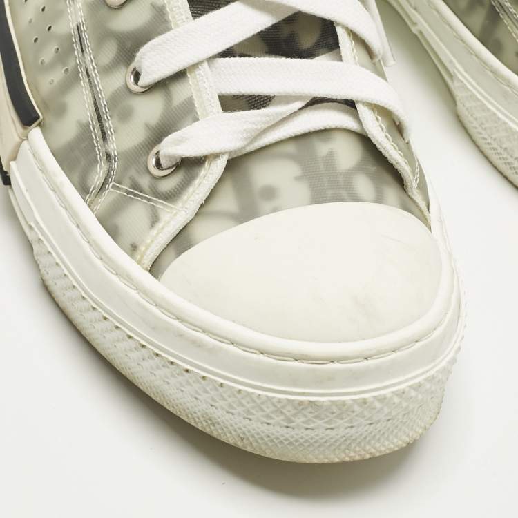 Pre Owned Dior Transparent/Grey Mesh and PVC B23 High Top Sneakers Size 43