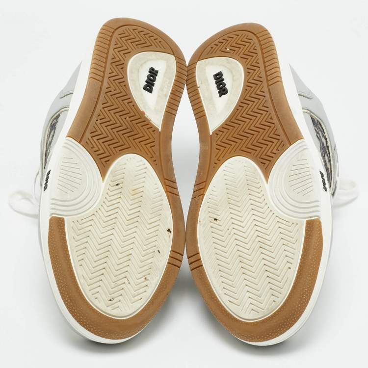 Pre Owned Dior White/Grey Leather B27 Low Top Sneakers Size 46