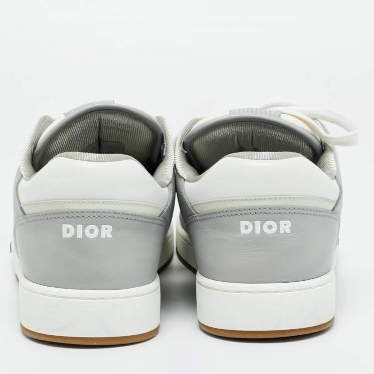 Pre Owned Dior White/Grey Leather B27 Low Top Sneakers Size 46