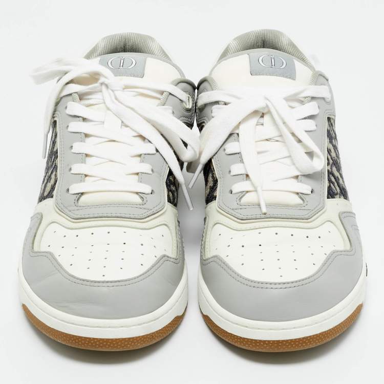Pre Owned Dior White/Grey Leather B27 Low Top Sneakers Size 46