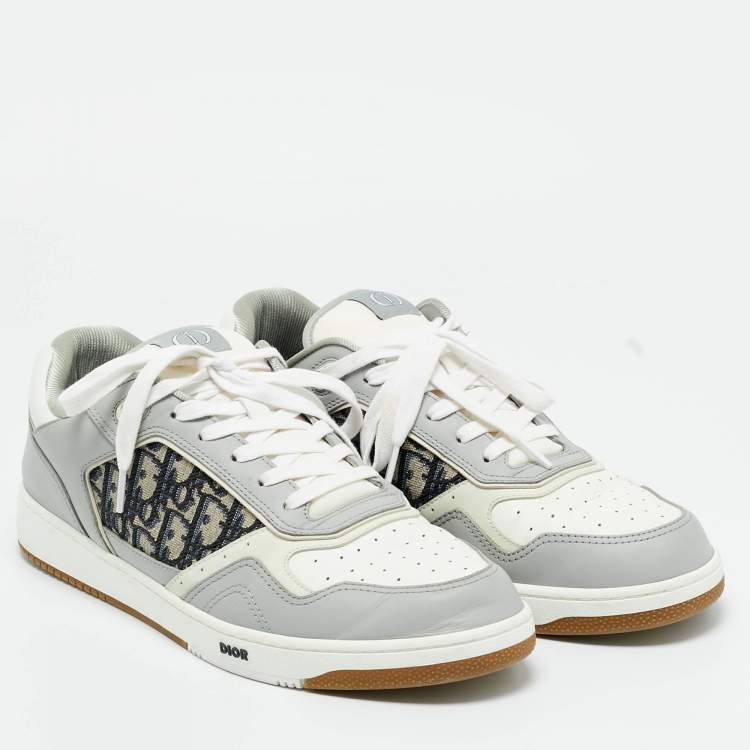 Pre Owned Dior White/Grey Leather B27 Low Top Sneakers Size 46
