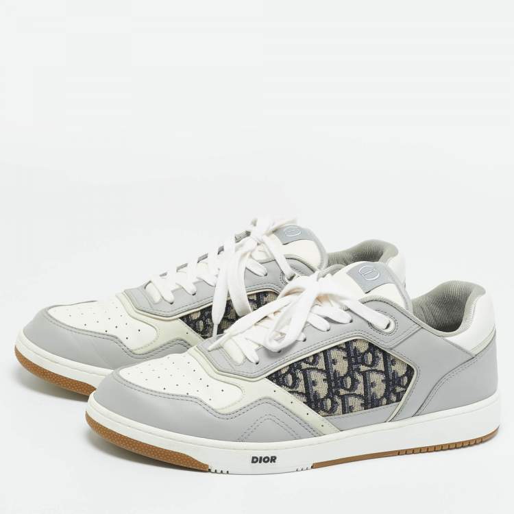 Pre Owned Dior White/Grey Leather B27 Low Top Sneakers Size 46