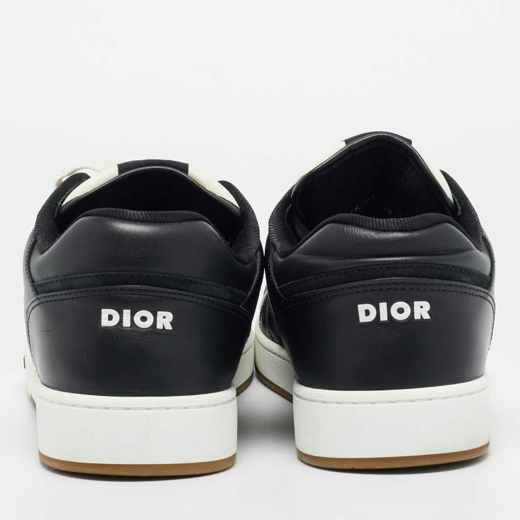 Pre Owned Dior Black Jacquard and Leather b27 Lace Up Sneakers Size 46