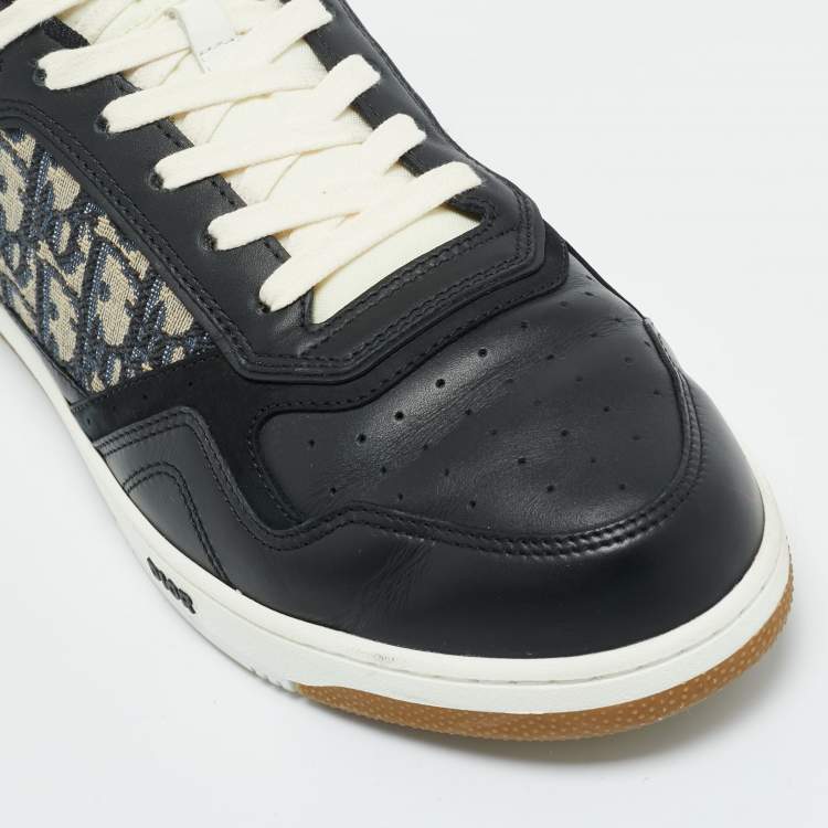 Pre Owned Dior Black Jacquard and Leather b27 Lace Up Sneakers Size 46