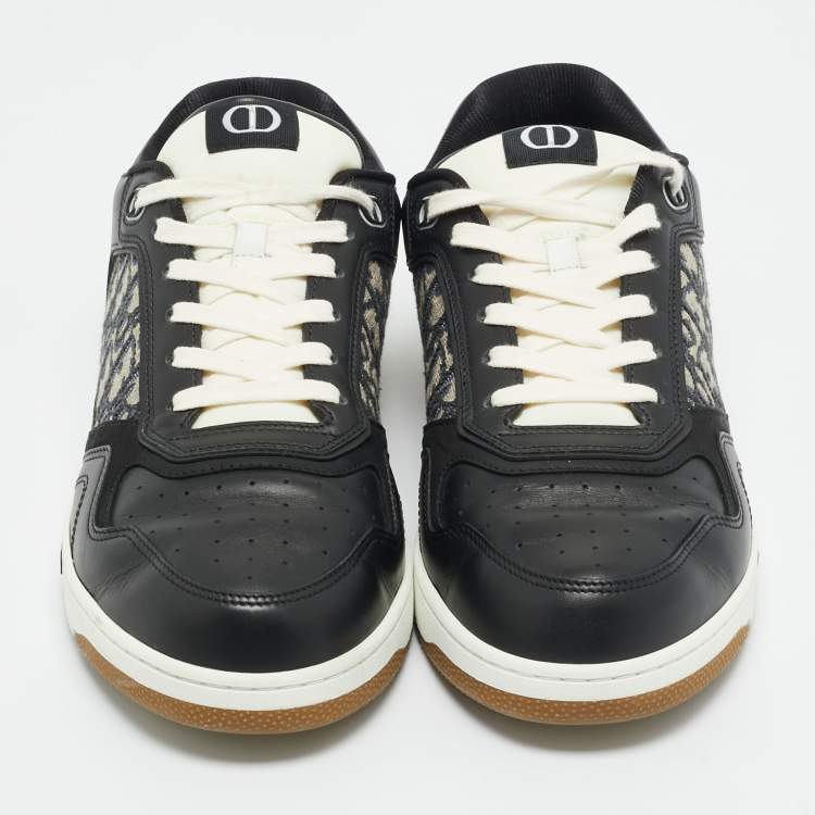 Pre Owned Dior Black Jacquard and Leather b27 Lace Up Sneakers Size 46