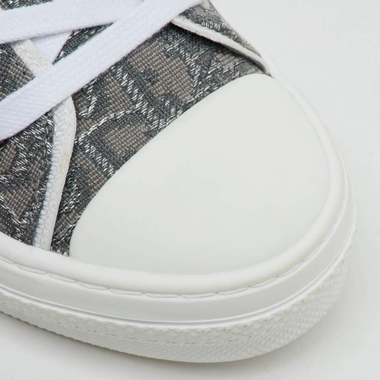 Pre Owned Dior Grey/White Oblique Jacquard B23 High Top Sneakers Size 42