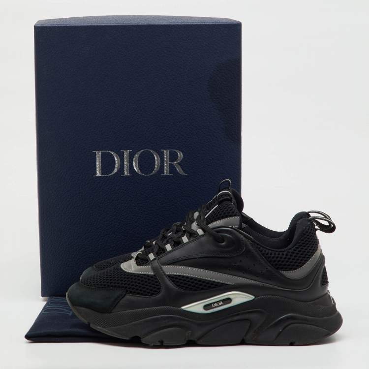 Pre Owned Dior Black Mesh and Leather B22 Low Top Sneakers Size 42