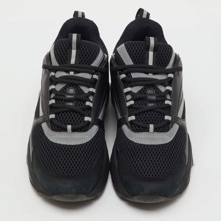 Pre Owned Dior Black Mesh and Leather B22 Low Top Sneakers Size 42