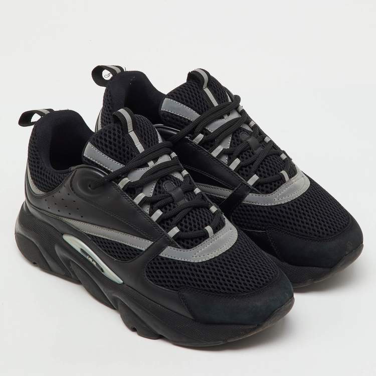 Pre Owned Dior Black Mesh and Leather B22 Low Top Sneakers Size 42