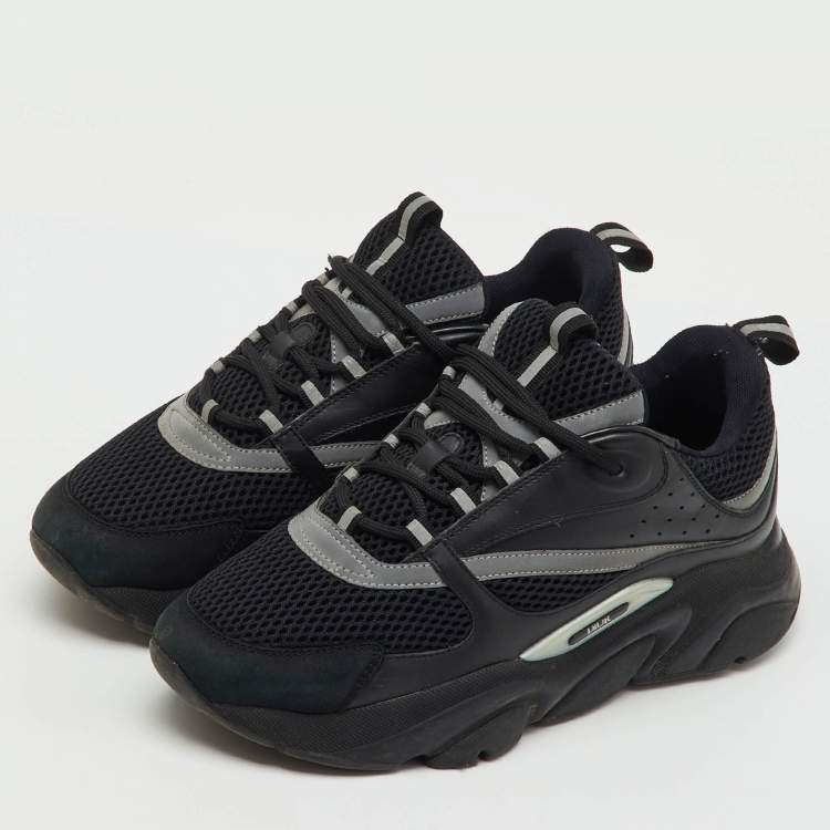 Pre Owned Dior Black Mesh and Leather B22 Low Top Sneakers Size 42