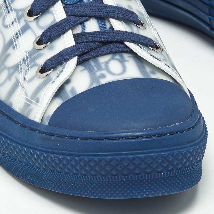 Pre Owned Dior Blue Mesh and PVC B23 Lace Up Sneakers Size 45