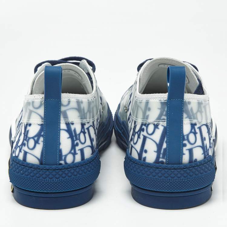 Pre Owned Dior Blue Mesh and PVC B23 Lace Up Sneakers Size 45