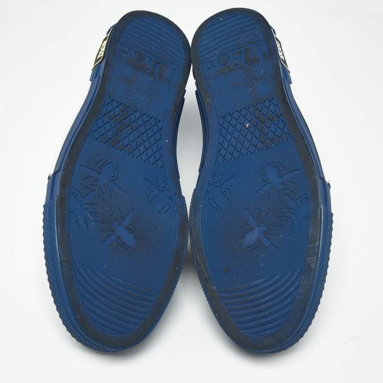 Pre Owned Dior Blue Mesh and PVC B23 Lace Up Sneakers Size 45