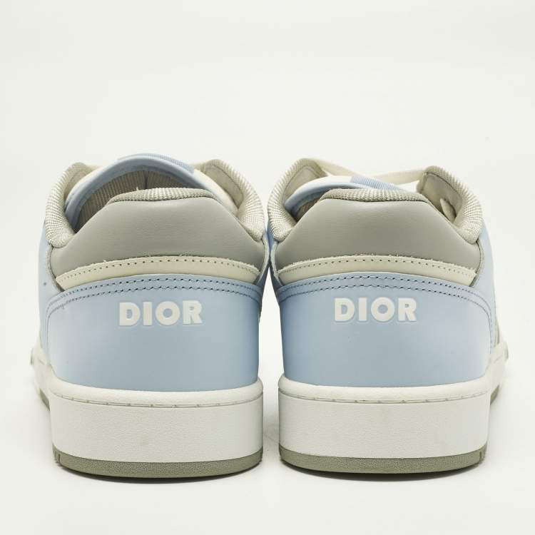 Pre Owned Dior Blue/White Leather and Oblique Fabric B27 Low Top Sneakers Size 42
