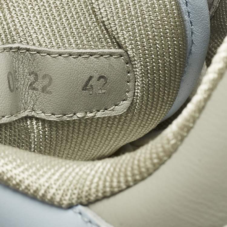 Pre Owned Dior Blue/White Leather and Oblique Fabric B27 Low Top Sneakers Size 42