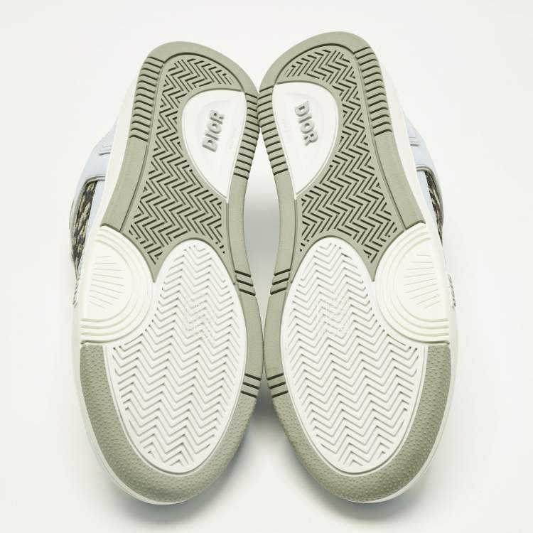 Pre Owned Dior Blue/White Leather and Oblique Fabric B27 Low Top Sneakers Size 42