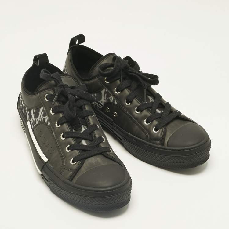 Pre Owned Dior Black Mesh and PVC B23 Lace Up Sneakers Size 42