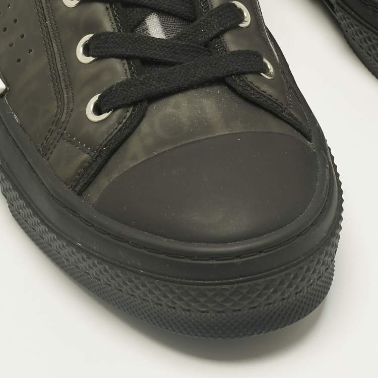 Pre Owned Dior Black Mesh and PVC B23 Lace Up Sneakers Size 42