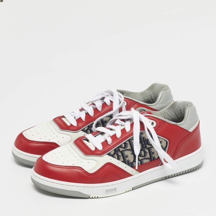 Pre Owned Dior Multicolor Leather and Oblique Canvas B27 Sneakers Size 44