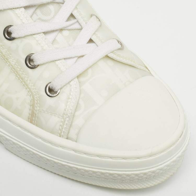 Pre Owned Dior White Oblique Mesh and Rubber B23 Sneakers Size 45