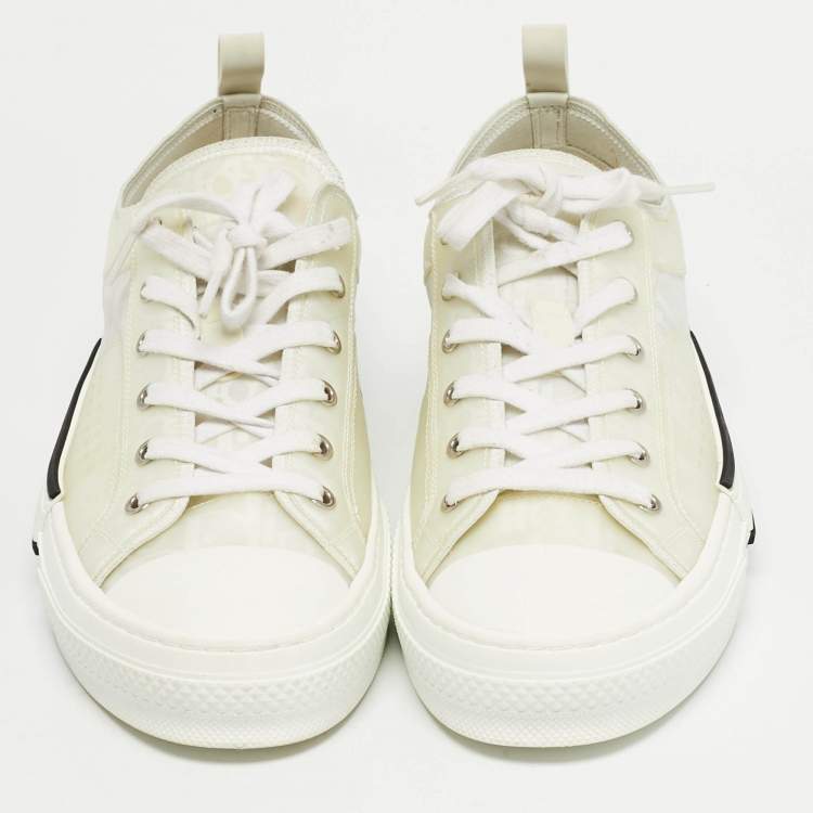 Pre Owned Dior White Oblique Mesh and Rubber B23 Sneakers Size 45