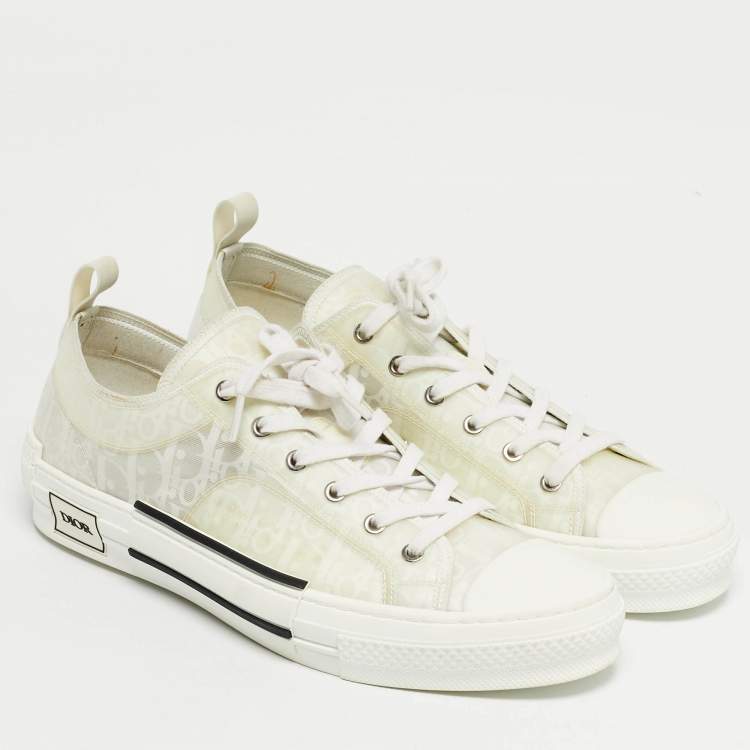 Pre Owned Dior White Oblique Mesh and Rubber B23 Sneakers Size 45