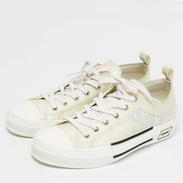Pre Owned Dior White Oblique Mesh and Rubber B23 Sneakers Size 45