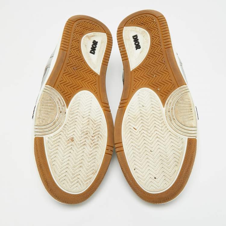 Pre Owned Dior Grey/White Oblique Canvas and Leather B27 Low Top Sneakers Size 45