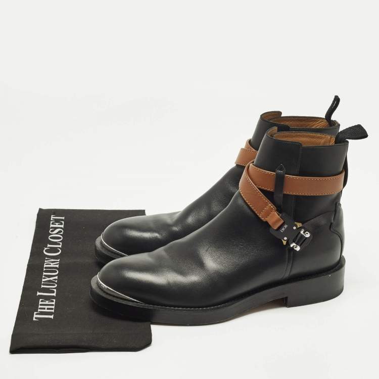 Pre Owned Dior Black Leather Evidence Jodhpur Buckle Ankle Length Boots Size 41