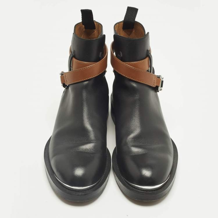 Pre Owned Dior Black Leather Evidence Jodhpur Buckle Ankle Length Boots Size 41